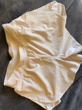 lululemon white fast and free running shorts, size 6